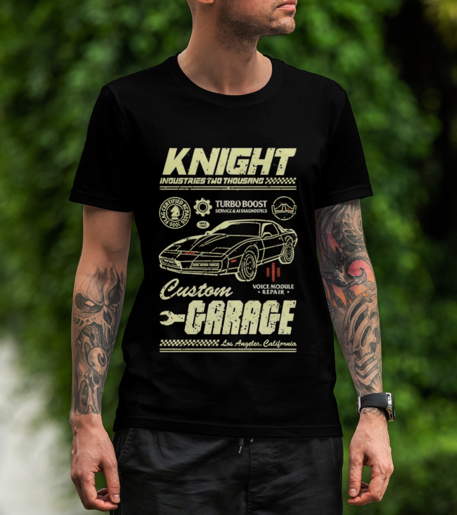 Knight Industries Turbo Boost Custom Garage Vintage Los Angeles California T-Shirt
