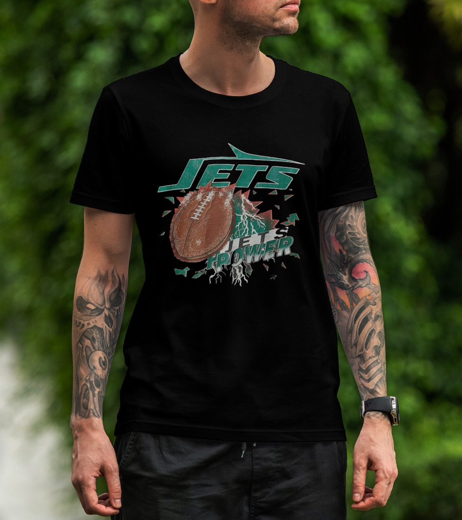 New York Jets Power Football Lightning 90s Vintage T-Shirt