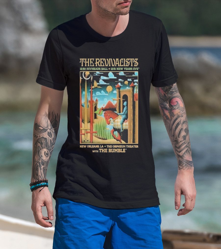 The Revivalists New Orleans Dec 30-31 2025 Orpheum Theater Artwork Medieval Knight Horse Fantasy Landscape T-Shirt