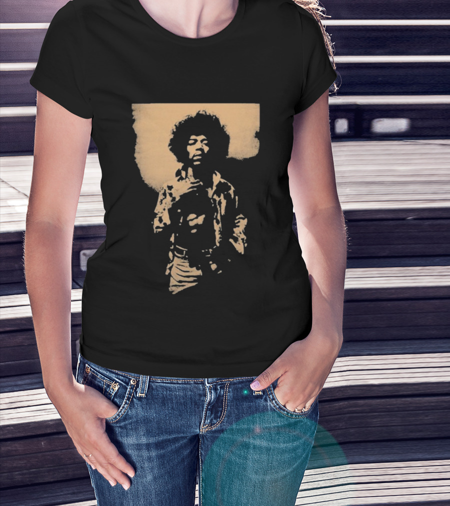 Bob Marley Jimi Hendrix Sepia 70s Vintage Style T-Shirt