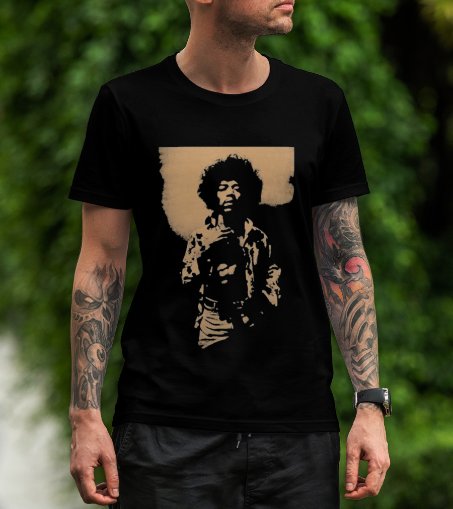 Bob Marley Jimi Hendrix Sepia 70s Vintage Style T-Shirt