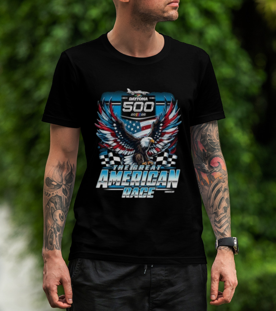 Daytona 500 2026 The Great American Race Eagle Checkered Flag Sports NASCAR T-Shirt