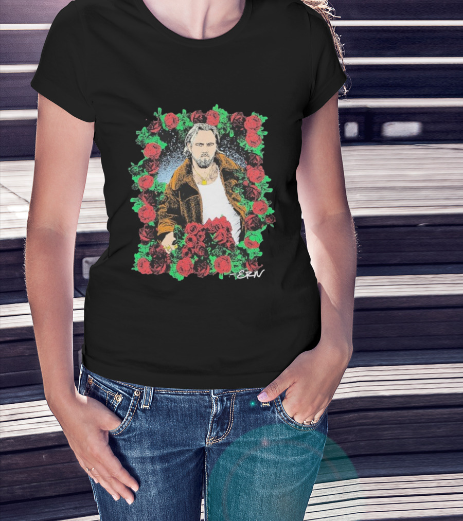Ernest Photo Flowers Illustration Roses Portrait With ERN Signature T-Shirt