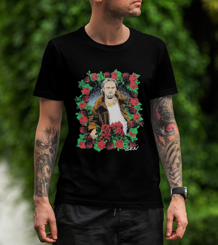Ernest Photo Flowers Illustration Roses Portrait With ERN Signature T-Shirt