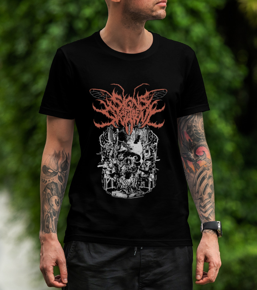 Signs Of The Swarm Hymns Of Summer Vacation Insect Skull Art T-Shirt