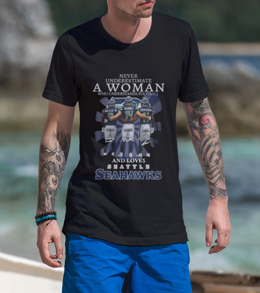 Walker III Darnold Smith Njigba Never Underestimate A Woman Who Understands Football And Loves Seattle Seahawks T-Shirt