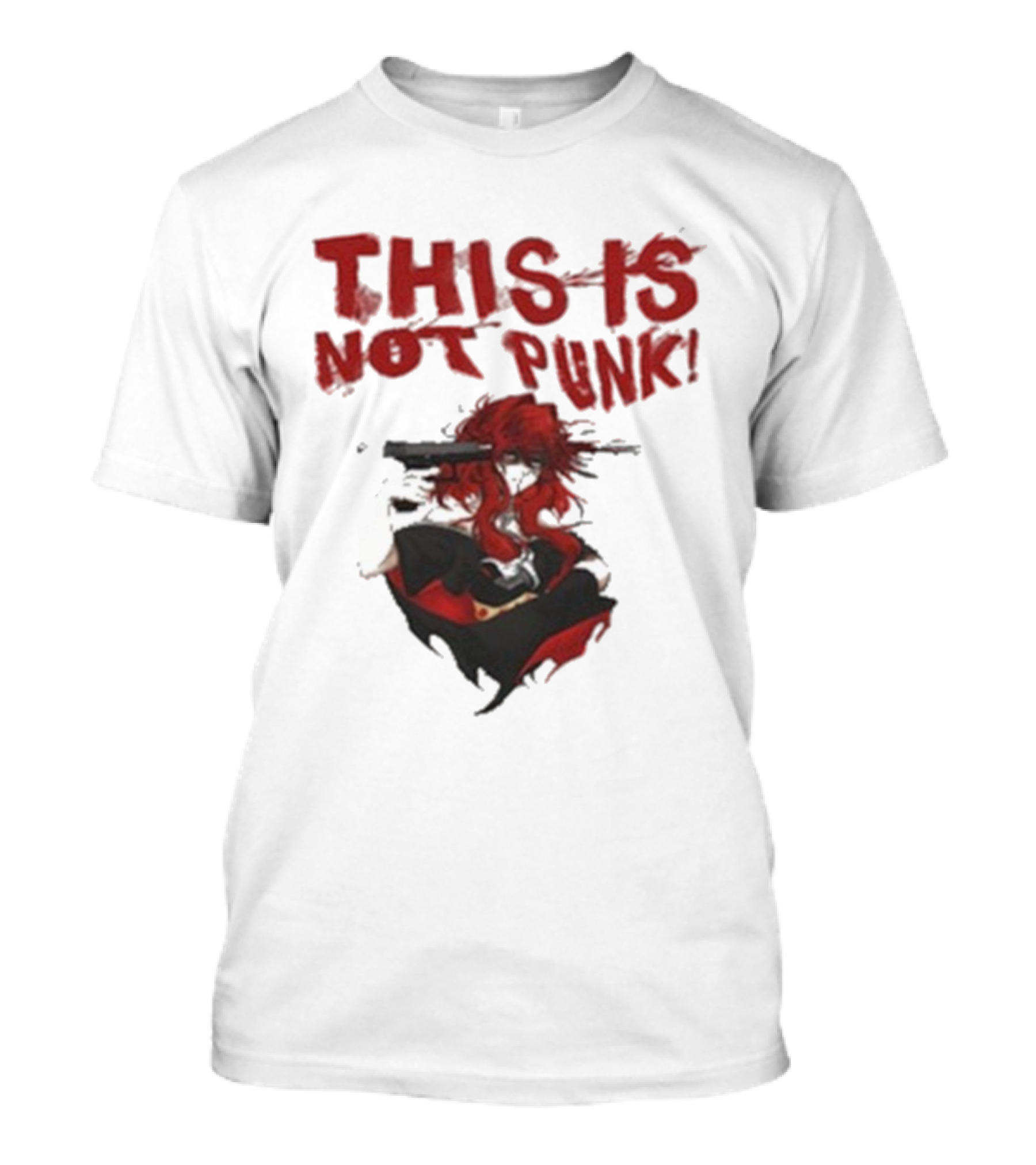 This Is Not Punk Red-Haired Character With Gun T-Shirt
