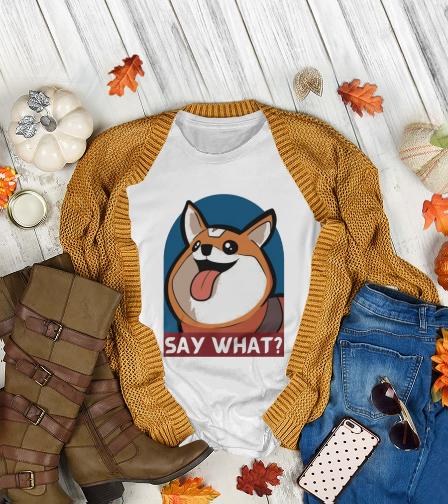 Bobbeigh HypePup Say What Cute Corgi Face with Tongue Out T-Shirt