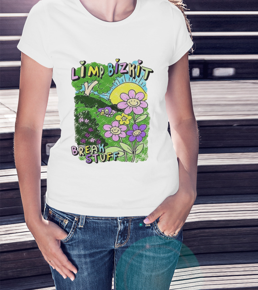 Limp Bizkit Break Stuff Flower Sun Tree Hand Drawn Paintings T-Shirt