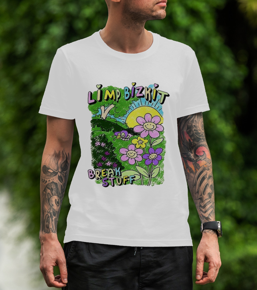 Limp Bizkit Break Stuff Flower Sun Tree Hand Drawn Paintings T-Shirt