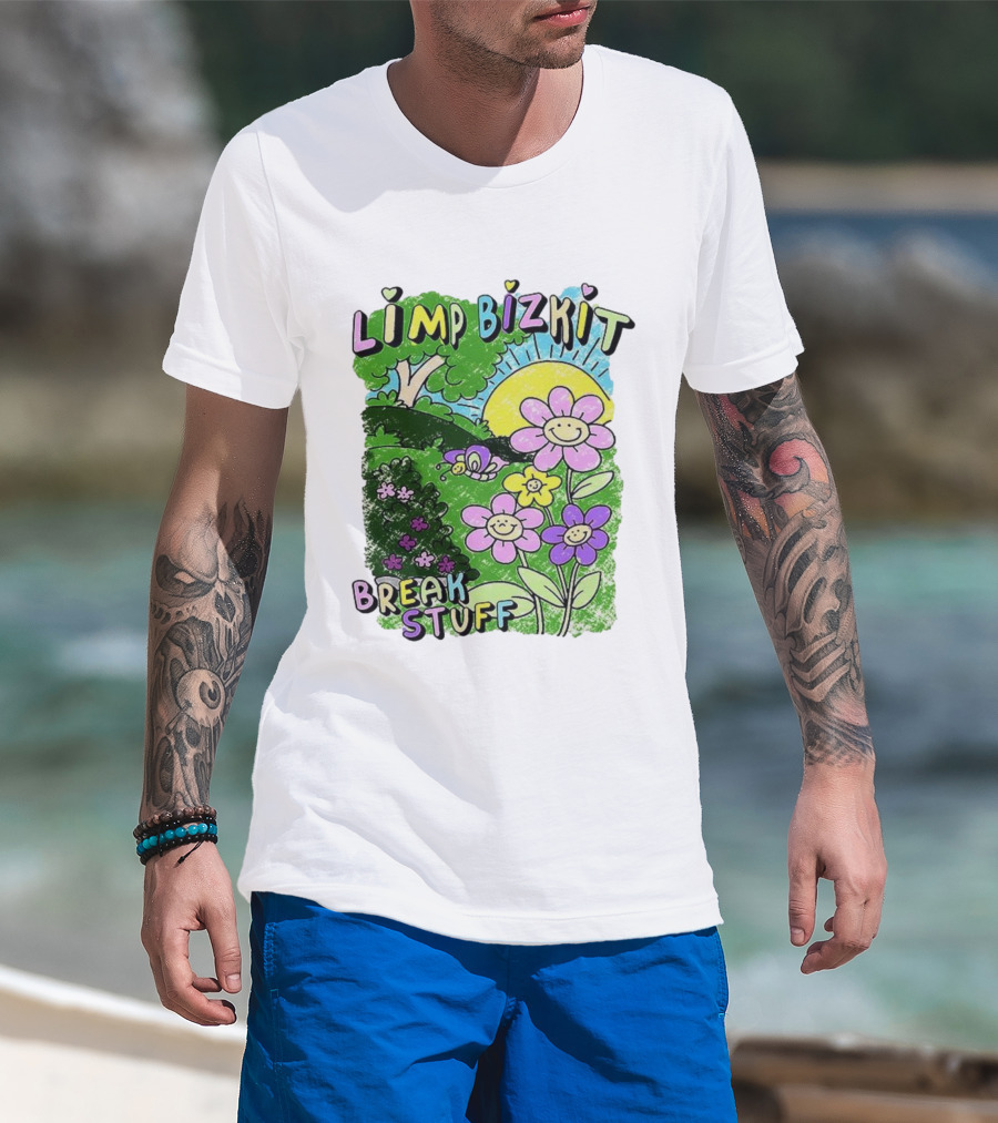 Limp Bizkit Break Stuff Flower Sun Tree Hand Drawn Paintings T-Shirt