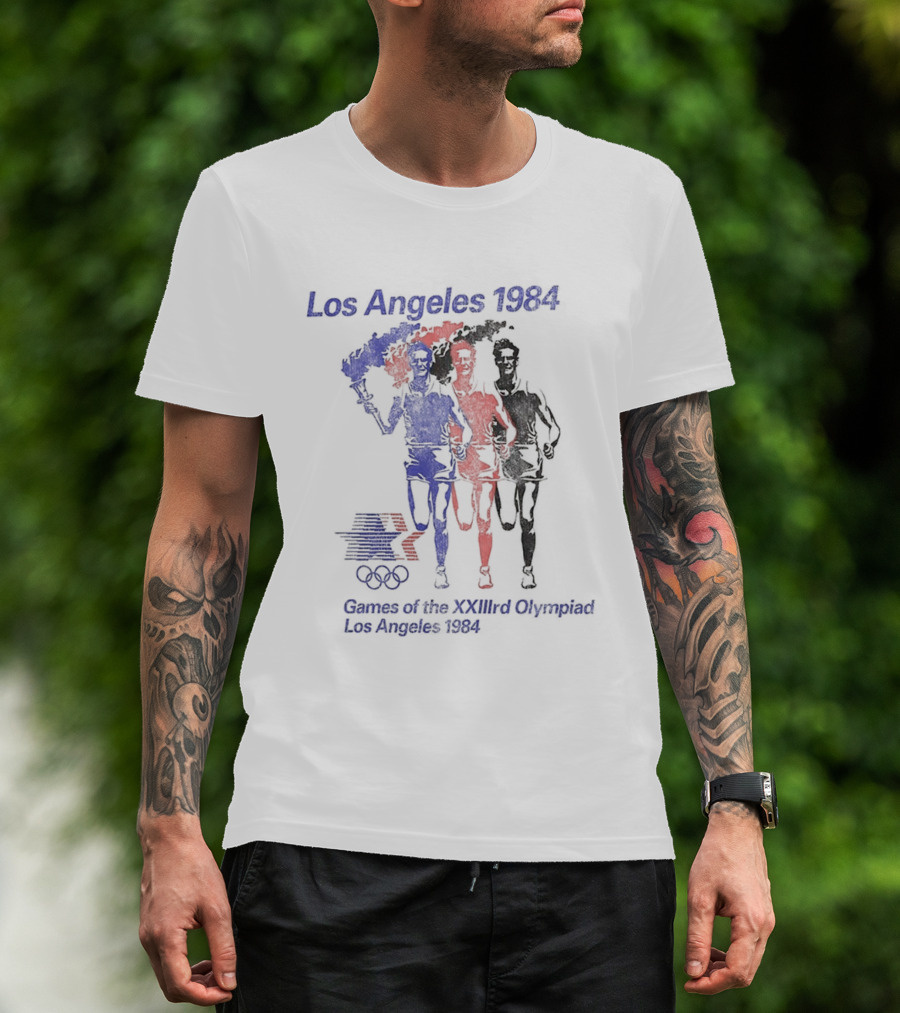 Los Angeles 1984 Games Of The XXIIIrd Olympiad Running Torch Relay T-Shirt