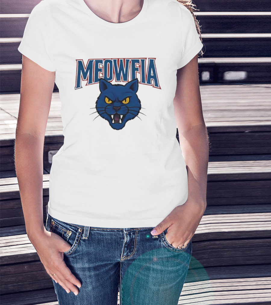 Meowfia Buffalo Bills Big Head Cat Parody T-Shirt