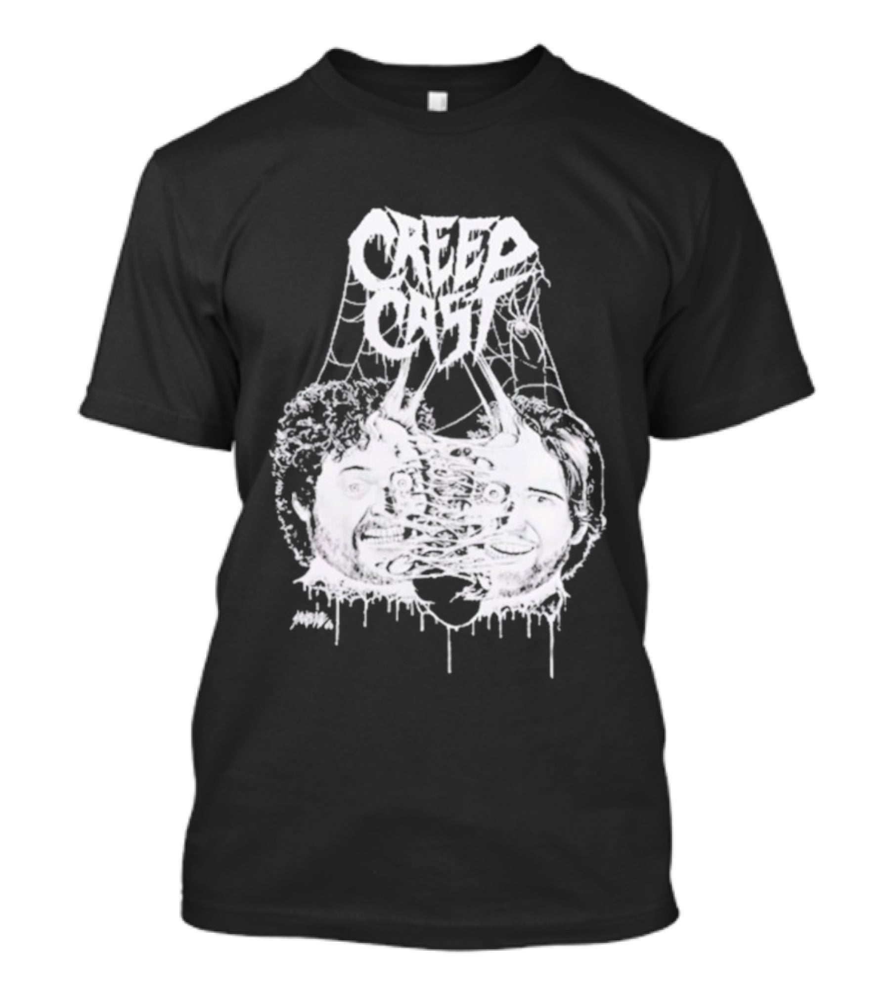 CreepCast Faces Haunted Webs Spooky Vibe T-Shirt