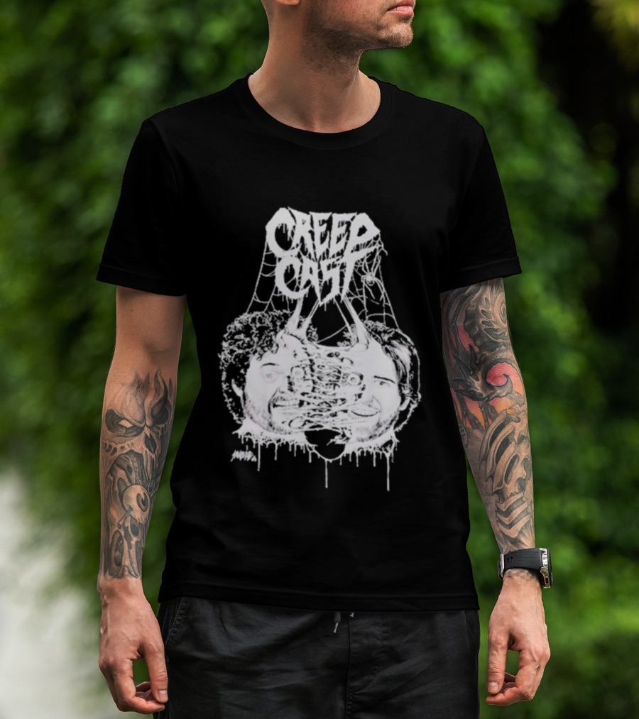 CreepCast Faces Haunted Webs Spooky Vibe T-Shirt
