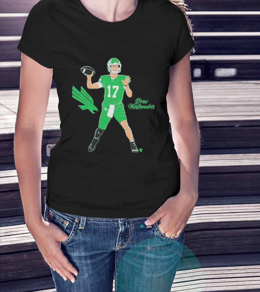 North Texas Mean Green Drew Mestemaker Quarterback 17 Superstar Pose T-Shirt