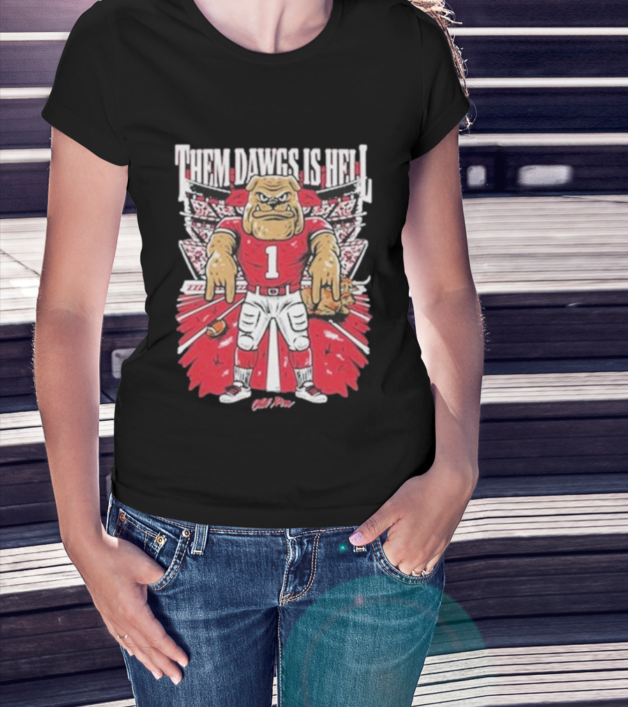 Them Dawgs Is Hell Georgia Bulldogs Mascot Football Fan Design T-Shirt