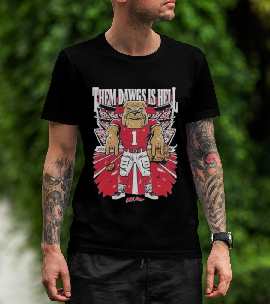 Them Dawgs Is Hell Georgia Bulldogs Mascot Football Fan Design T-Shirt