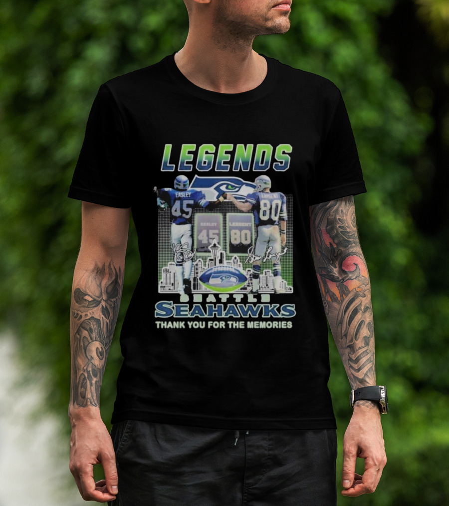 Kenny Easley Steve Largent Legends Seattle Seahawks Signatures 45 80 Icons T-Shirt