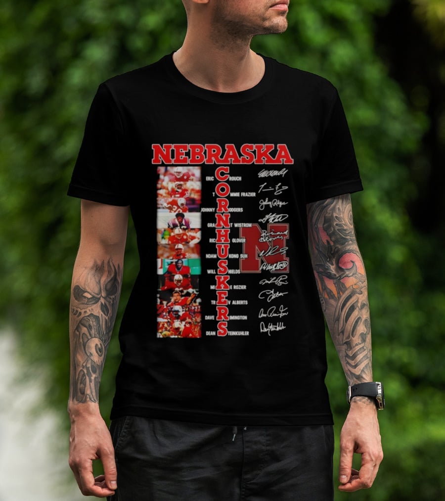 Nebraska Cornhuskers Blackshirts Legends With Signatures And Players T-Shirt