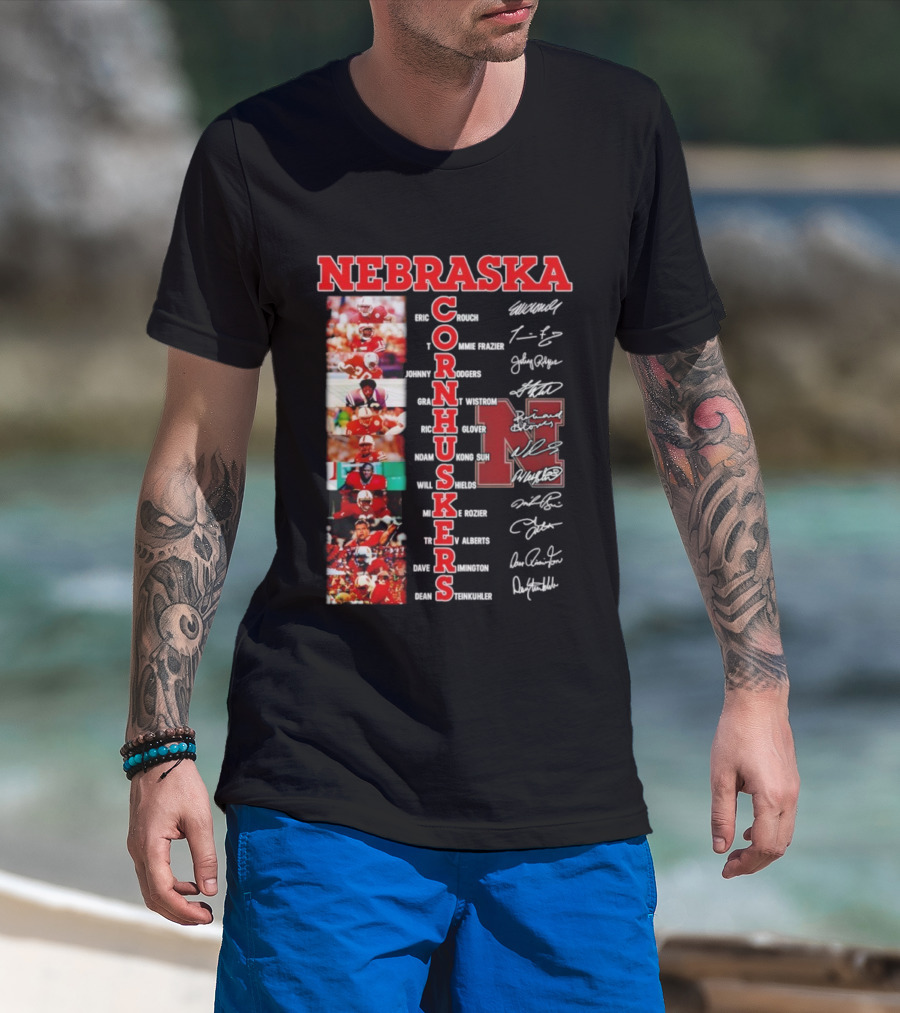 Nebraska Cornhuskers Blackshirts Legends With Signatures And Players T-Shirt