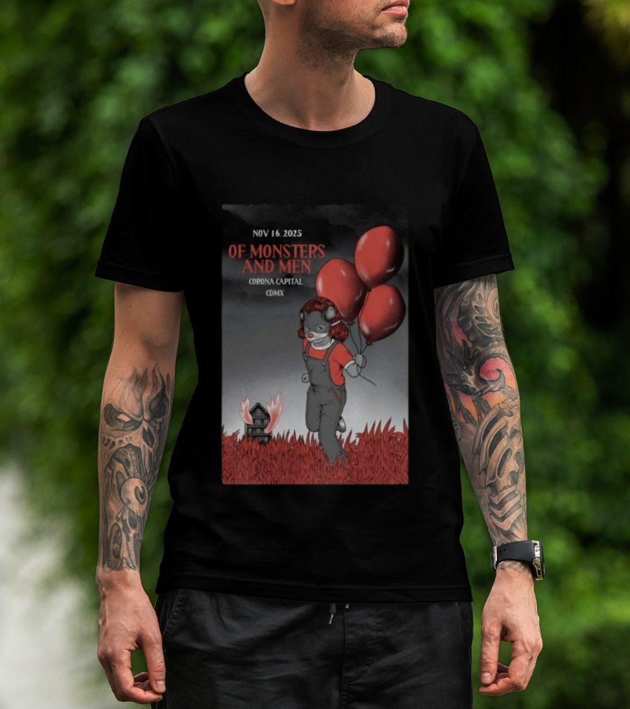 Of Monsters And Men Corona Capital CDMX Nov 16 2025 Balloons Wolf Mask T-Shirt