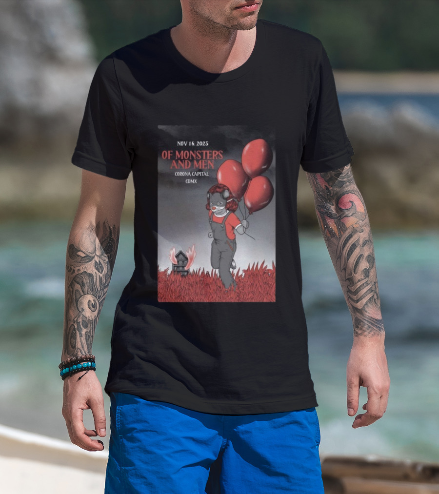 Of Monsters And Men Corona Capital CDMX Nov 16 2025 Balloons Wolf Mask T-Shirt