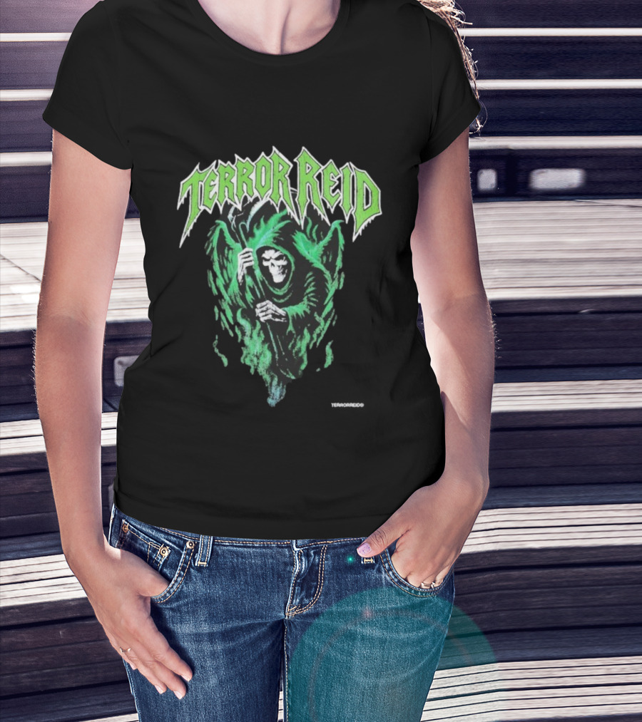 Terror Reid Green Grim Reaper Skeleton T-Shirt
