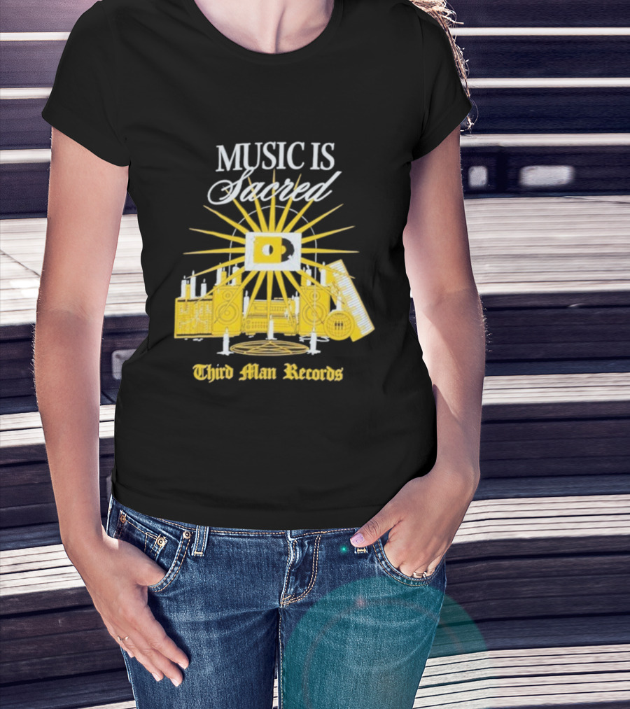 Third Man Records Music Is Sacred Sunburst Keyboard Speaker Icon T-Shirt