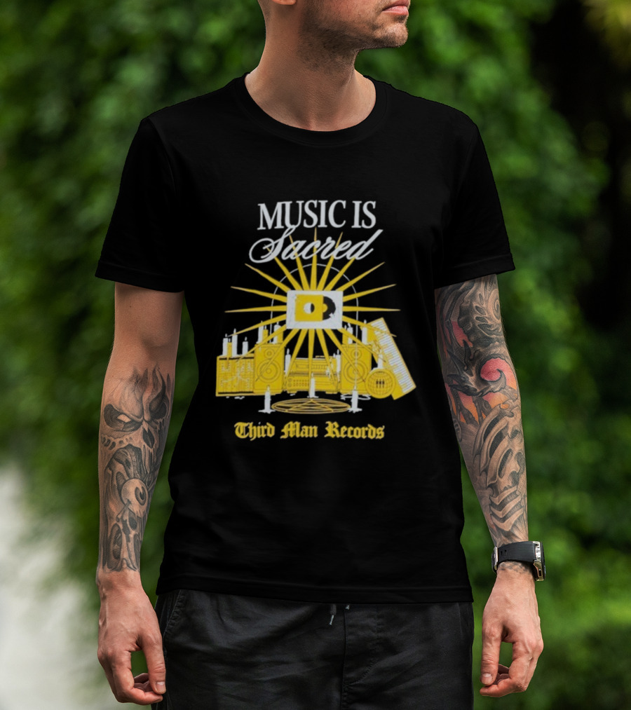Third Man Records Music Is Sacred Sunburst Keyboard Speaker Icon T-Shirt