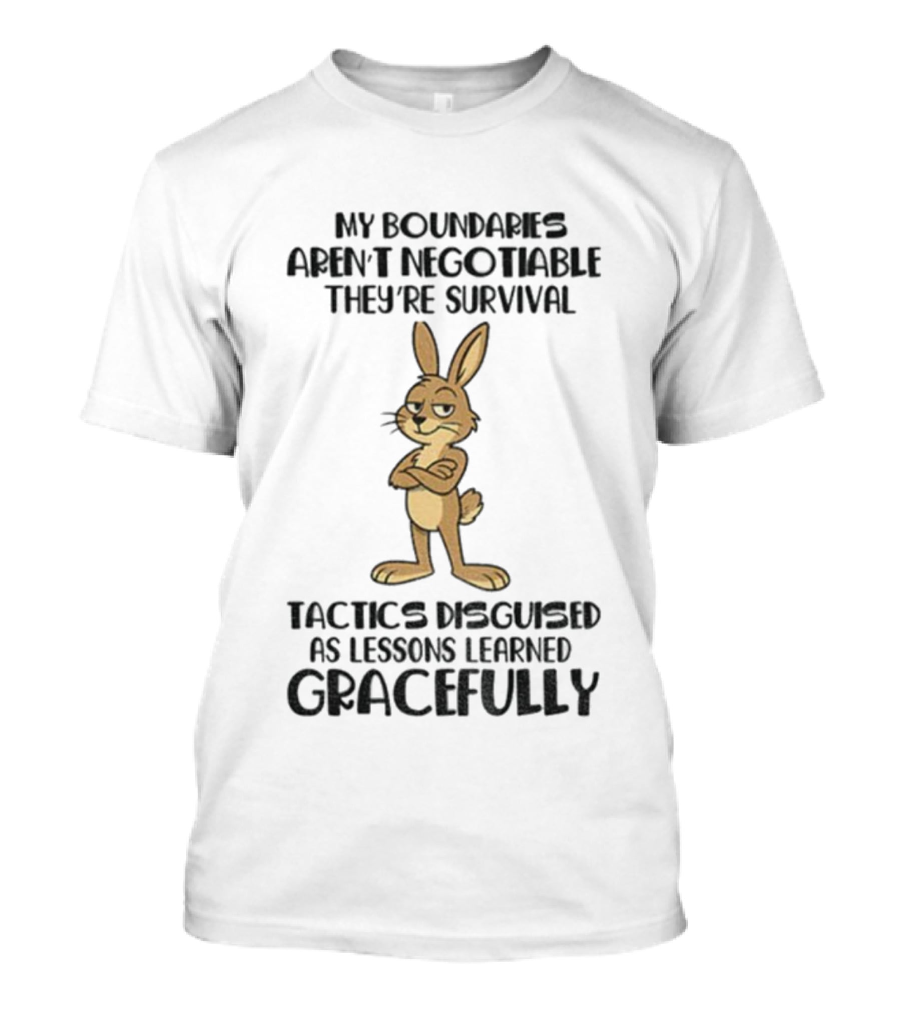 Rabbit My Boundaries Aren't Negotiable They're Survival Tactics Disguised As Lessons Learned Gracefully T-Shirt