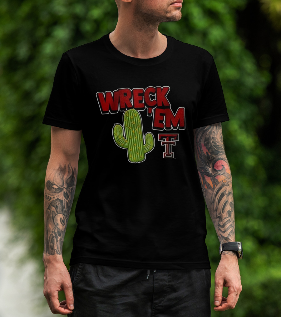 Wreck 'Em Texas Tech Red Raiders Cactus Logo T-Shirt