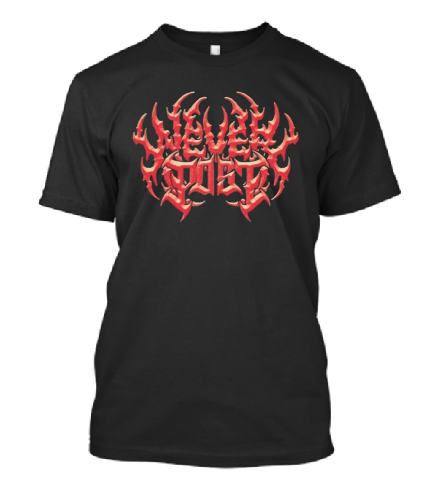 Never Post Heavy Metal Gothic Style Text T-Shirt