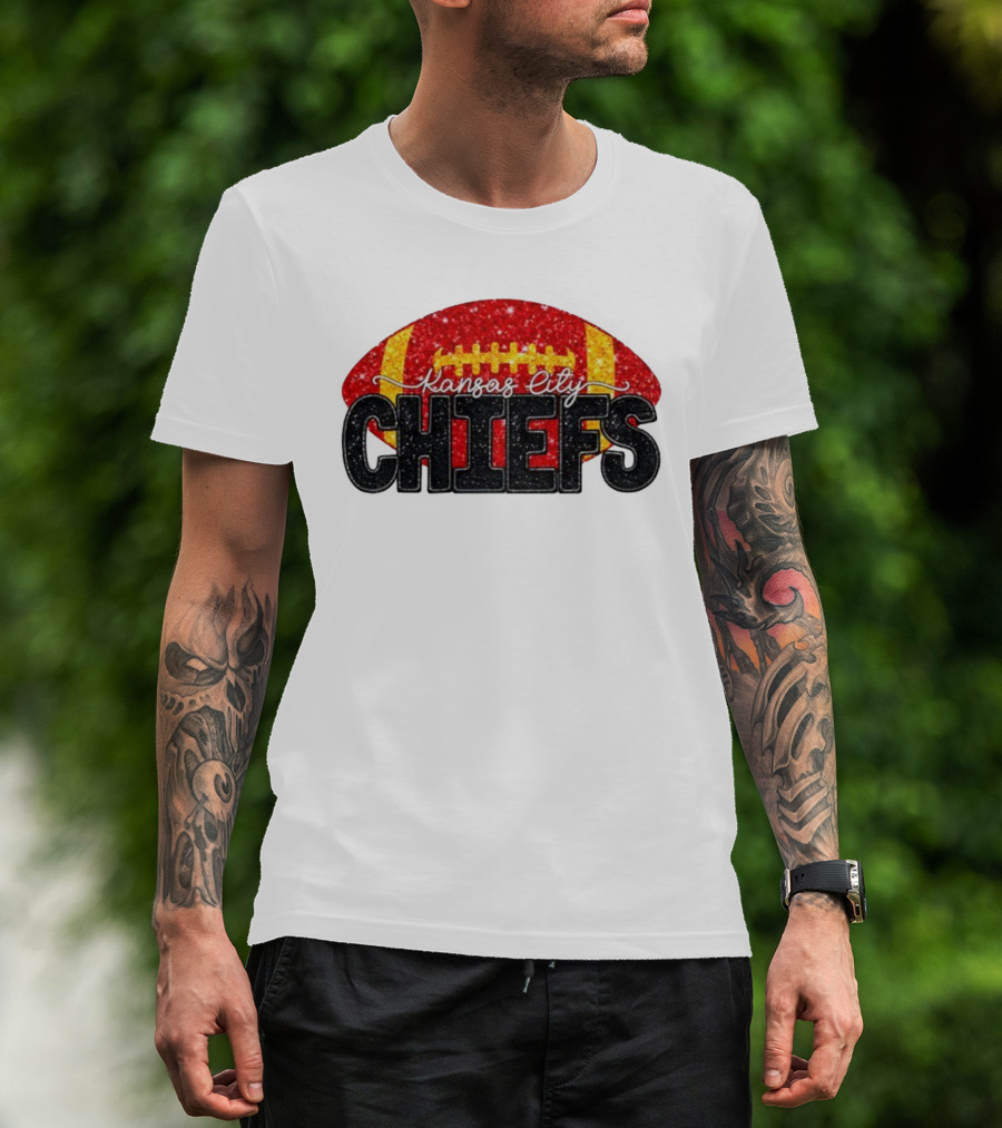 Kansas City Chiefs Faux Glitter NFL Football Game Day Fan Wear T-Shirt
