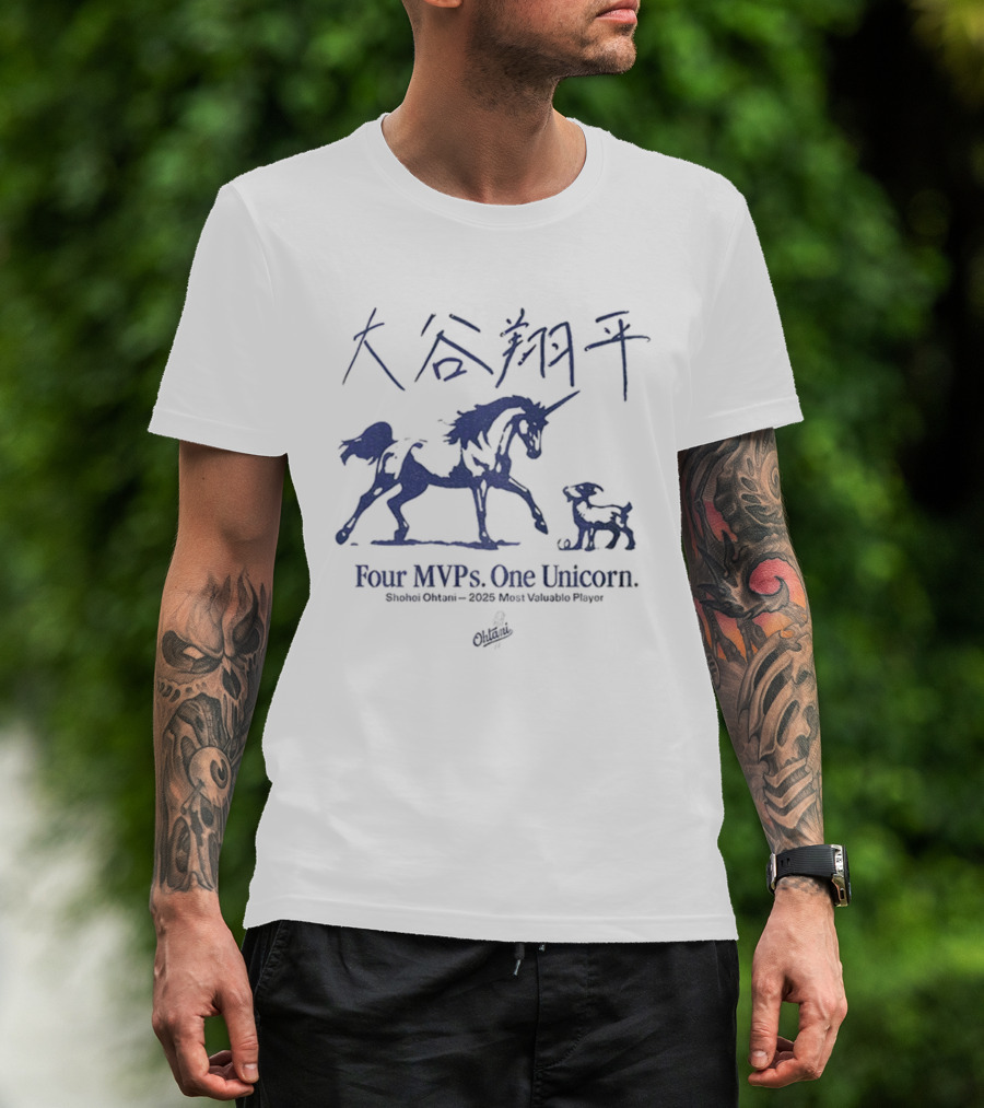 Shohei Ohtani Four MVPs One Unicorn Most Valuable Player 2023 T-Shirt