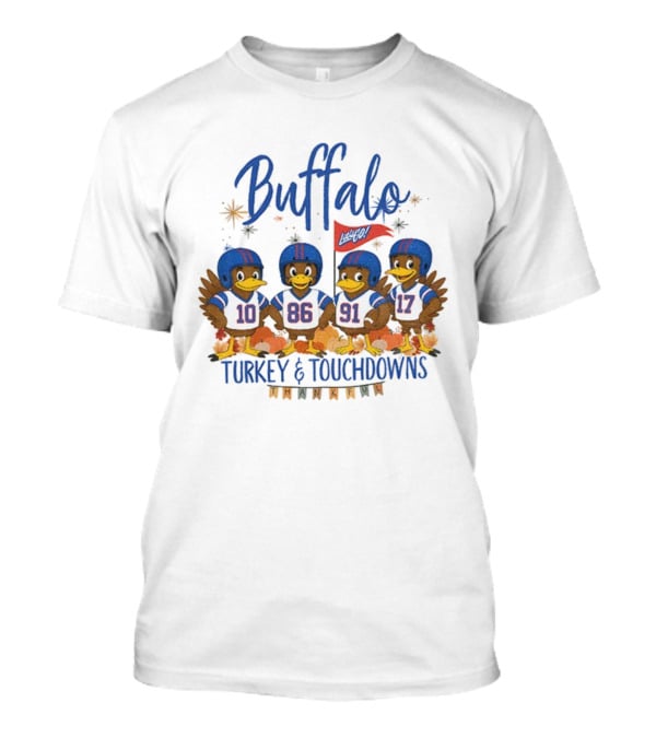 Buffalo Turkey And Touchdowns Thankful Thanksgiving Football T-Shirt