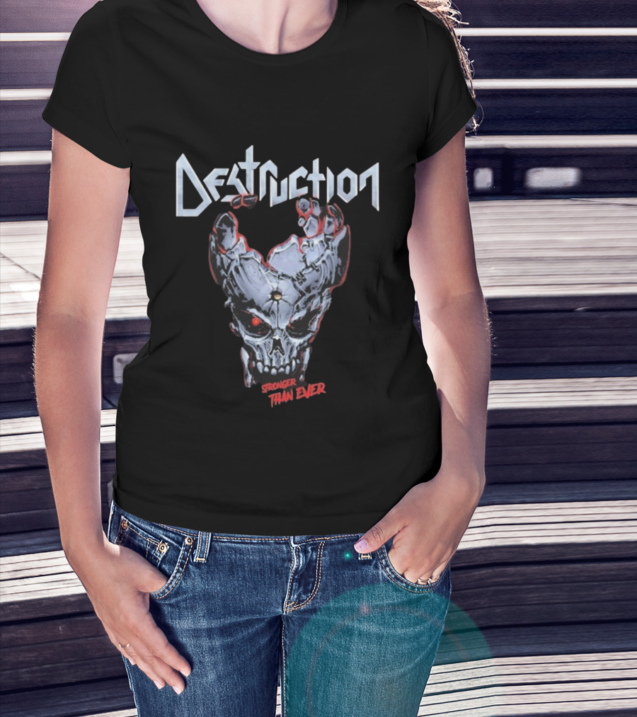 Destruction Stronger Than Ever Skull Metal Band Graphics T-Shirt