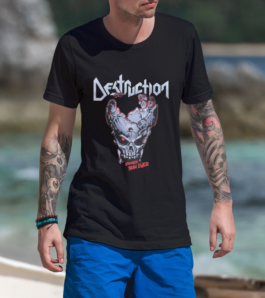 Destruction Stronger Than Ever Skull Metal Band Graphics T-Shirt