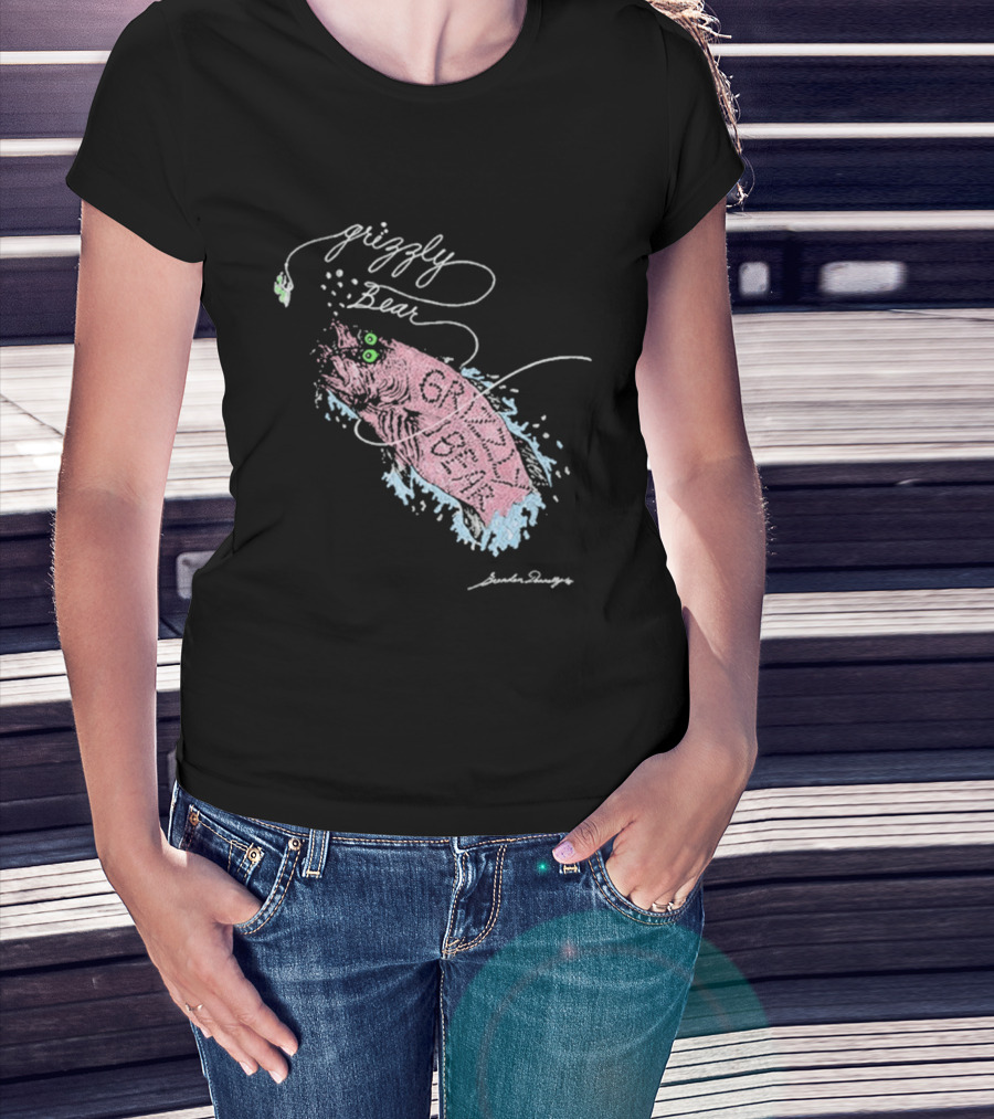 Grizzly Bear Fish Watercolor Art By Skullcandy T-Shirt