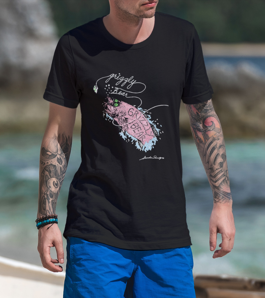 Grizzly Bear Fish Watercolor Art By Skullcandy T-Shirt