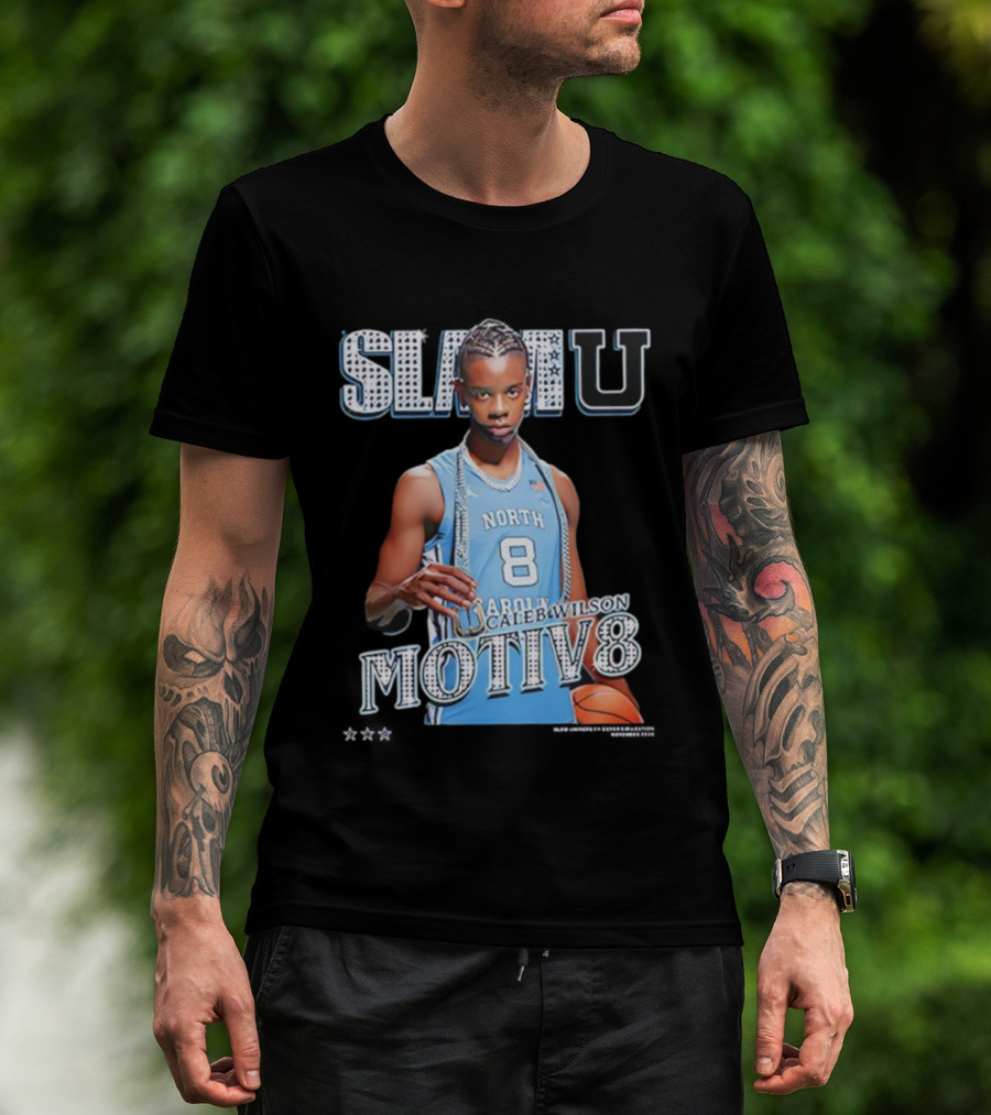SlamU North Carolina Caleb Wilson Number 8 Motiv8 Basketball T-Shirt
