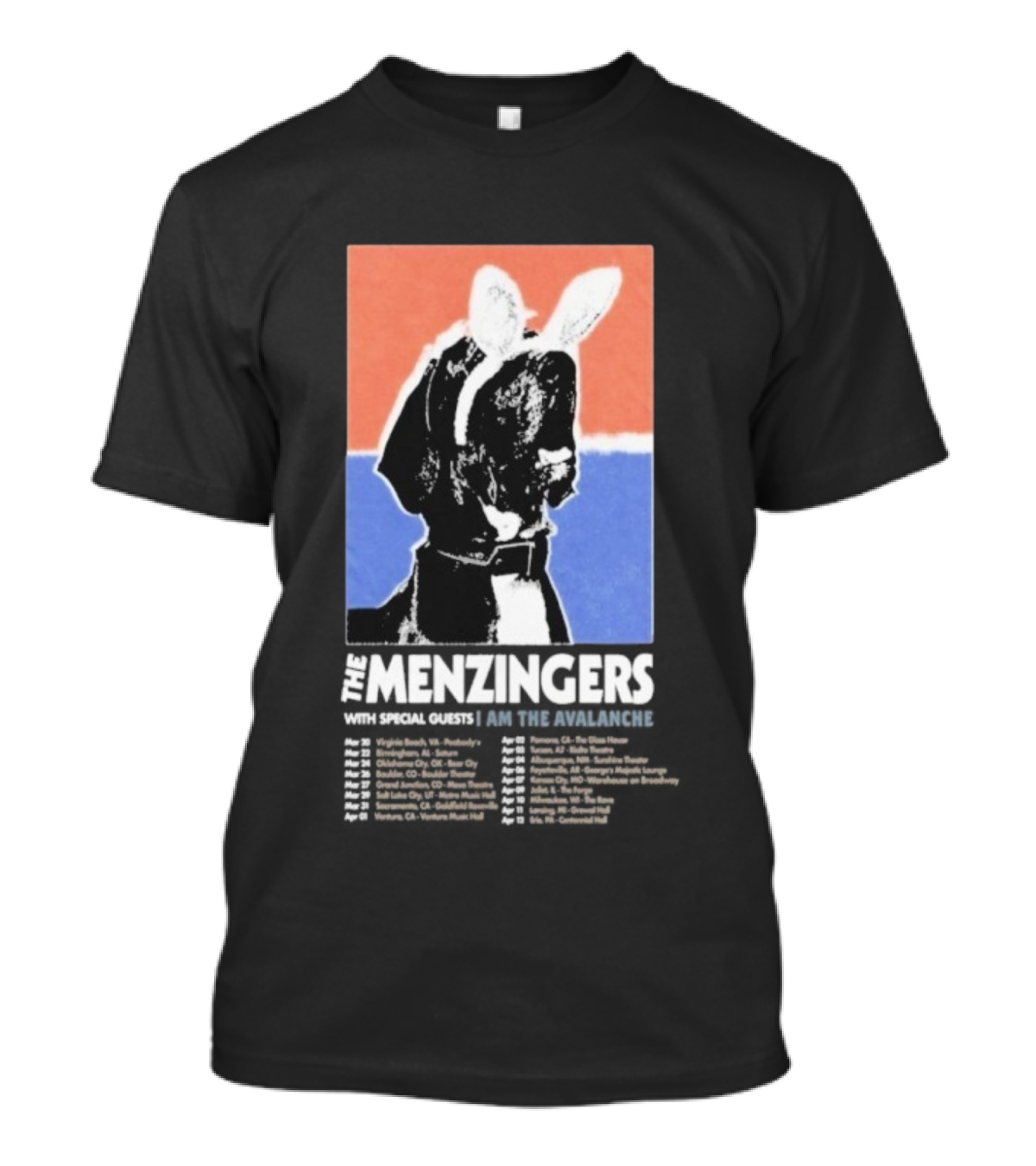 The Menzingers I Am The Avalanche Tour 2026 Black And White Dog Art Style T-Shirt