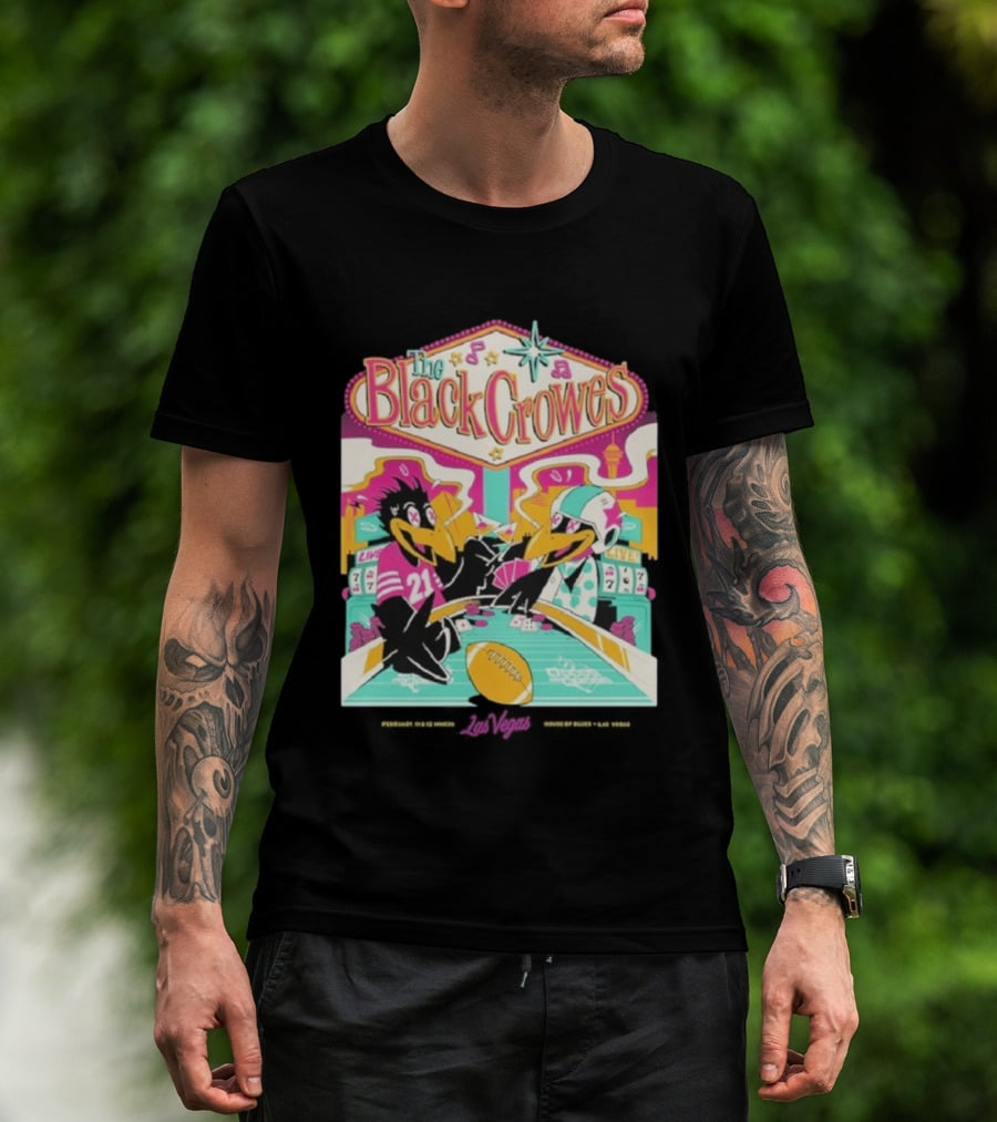 The Black Crowes Las Vegas Feb 2022 Casino Poker Night Football T-Shirt