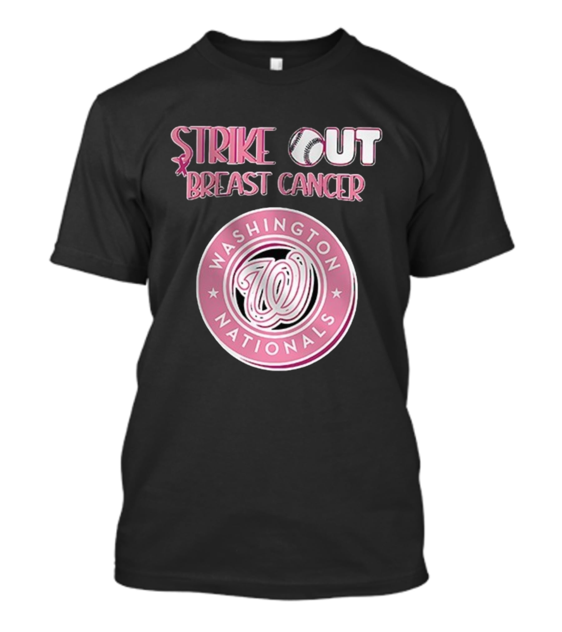 ```Washington Nationals Strike Out Breast Cancer Pink Baseball Support``` T-Shirt