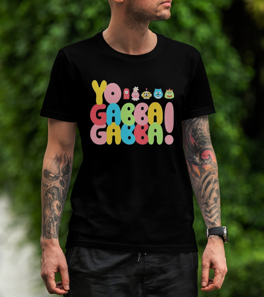 Yo Gabba Gabba Characters Colorful Text T-Shirt