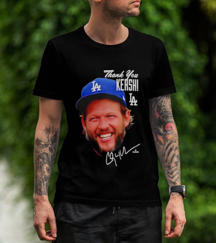 Clayton Kershaw Los Angeles Dodgers Signature Thank You Face T-Shirt