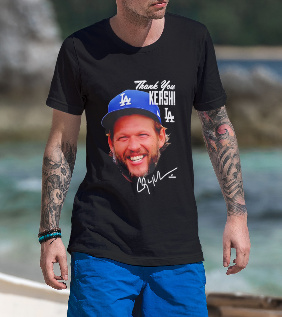 Clayton Kershaw Los Angeles Dodgers Signature Thank You Face T-Shirt