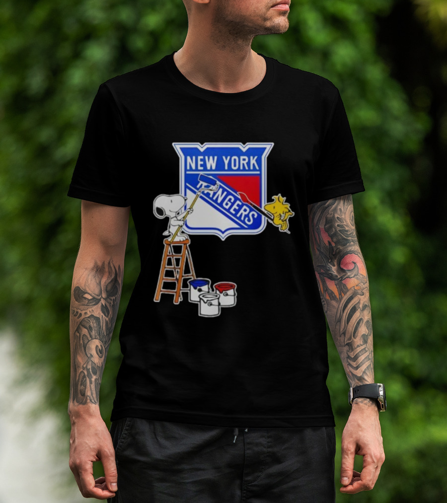 New York Rangers Snoopy Woodstock Painting Collaboration T-Shirt