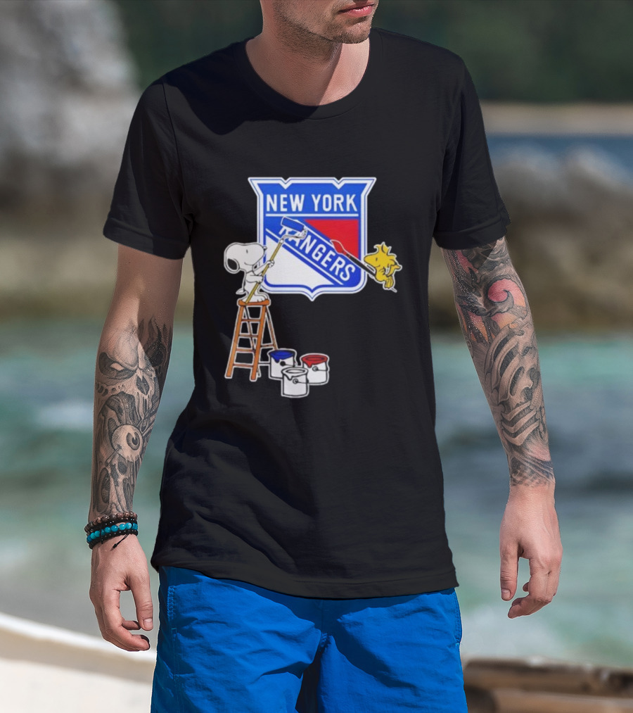 New York Rangers Snoopy Woodstock Painting Collaboration T-Shirt