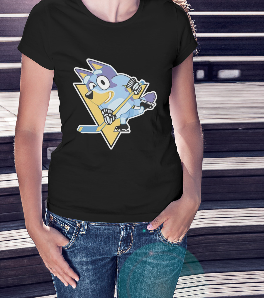 Pittsburgh Steelers Bluey Ice Hockey Crossover T-Shirt